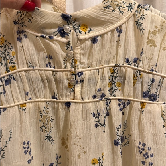 ba&sh Cream and Blue Floral Blouse - Picture 6 of 8